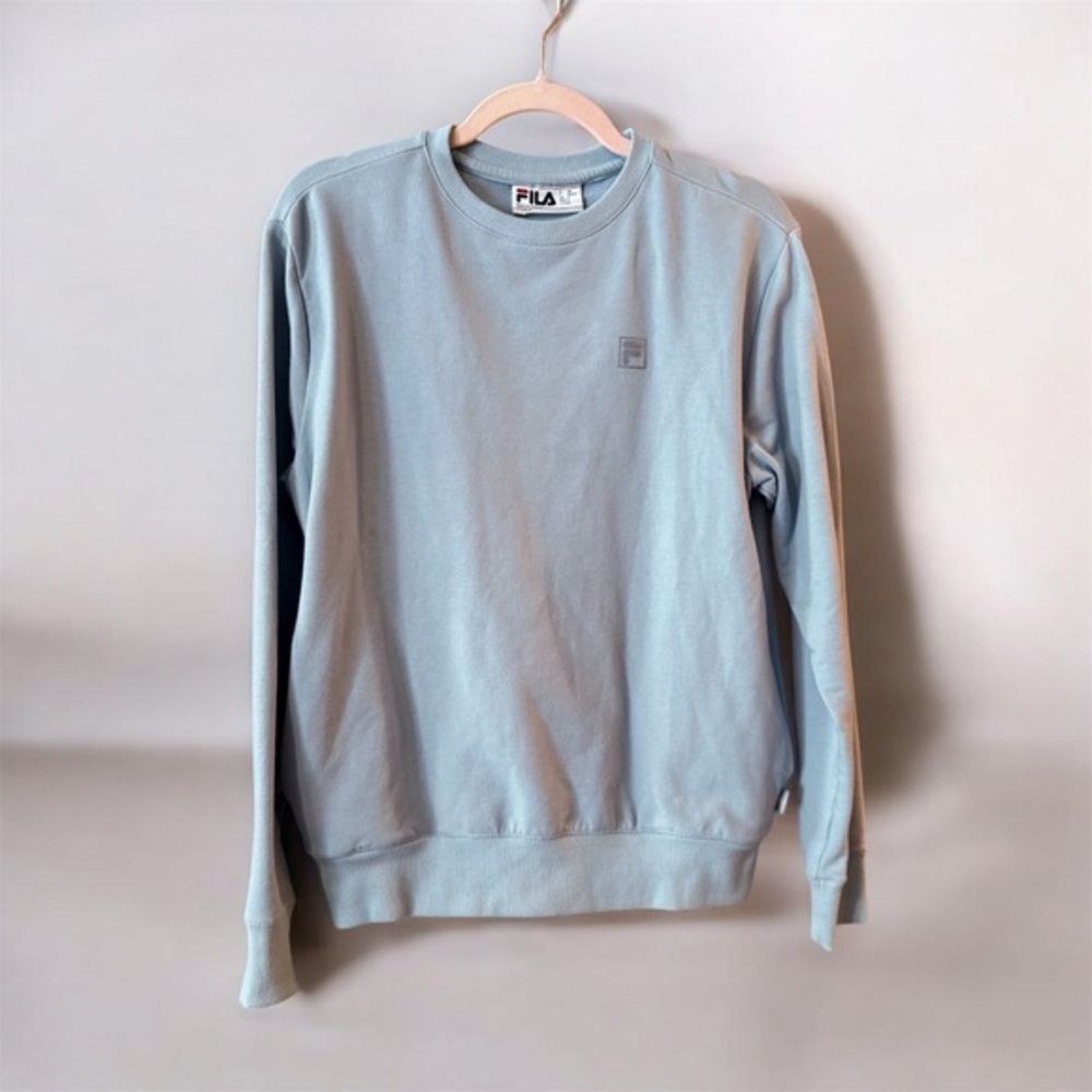 Fila Blue Fog French Terry Athleisure Crewneck Sweatshirt Pockets Small